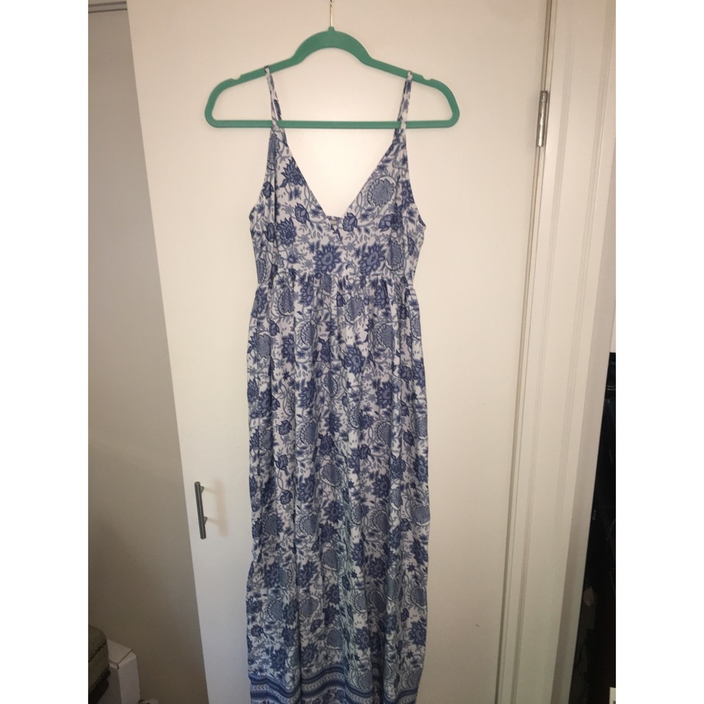 Flowered Maxi Dress from Sweden (Blue and White)